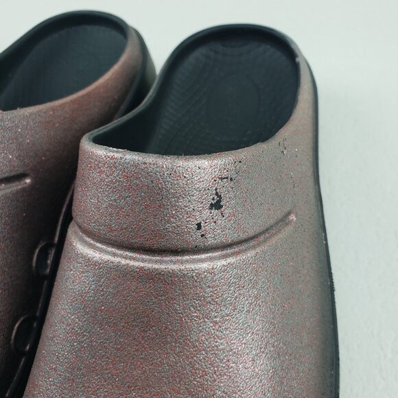 Oofos Oocloog Slip On Clog Womens 10 Red Sparkle Recovery Foam Comfort Mule Shoe - Picture 13 of 14